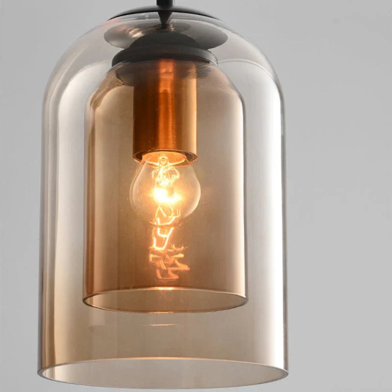 Smoked Glass Double Pendant Light | Sculptural Design, E27