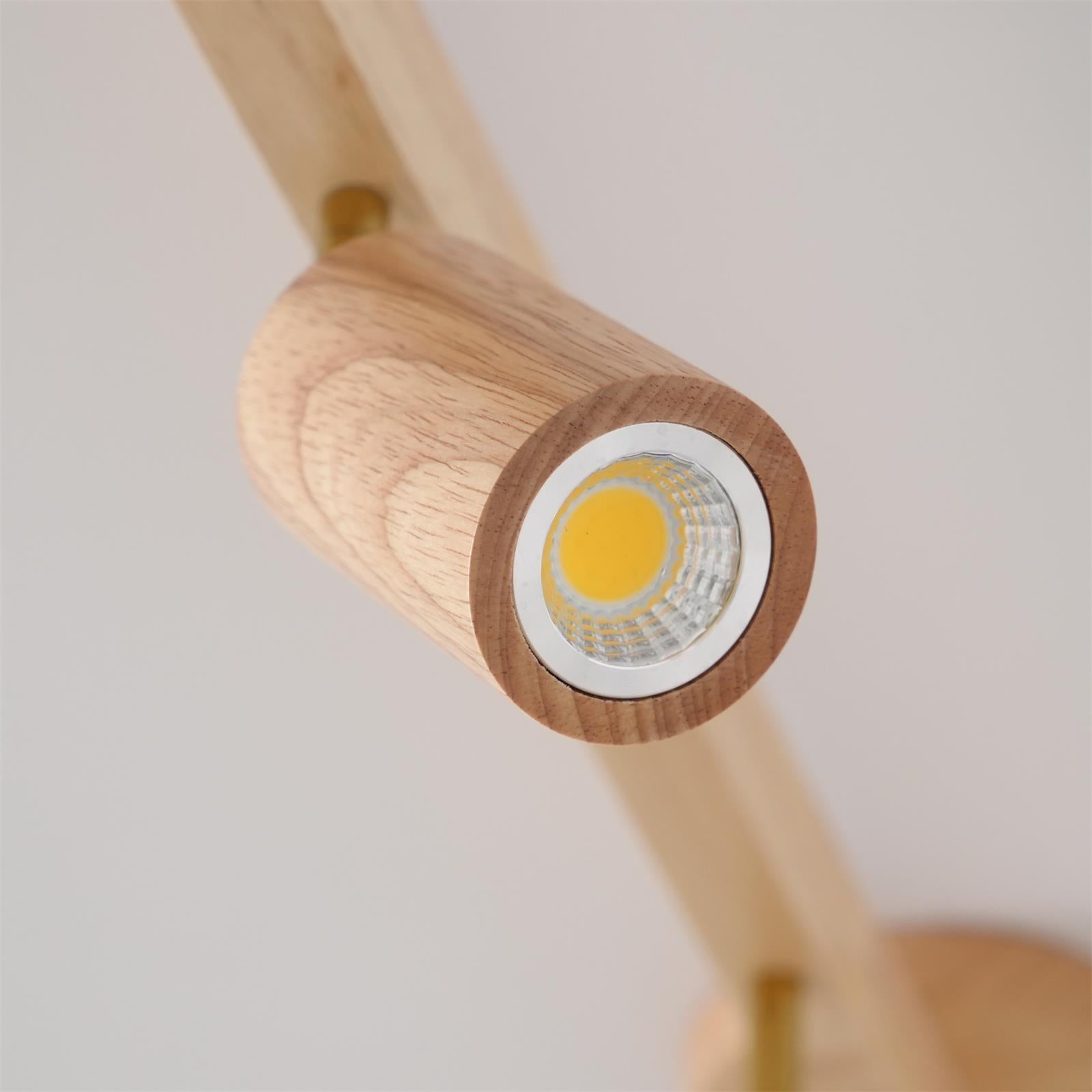 Wood and Gold LED Track Light | Linear Ceiling Bar, 3000K Warm White