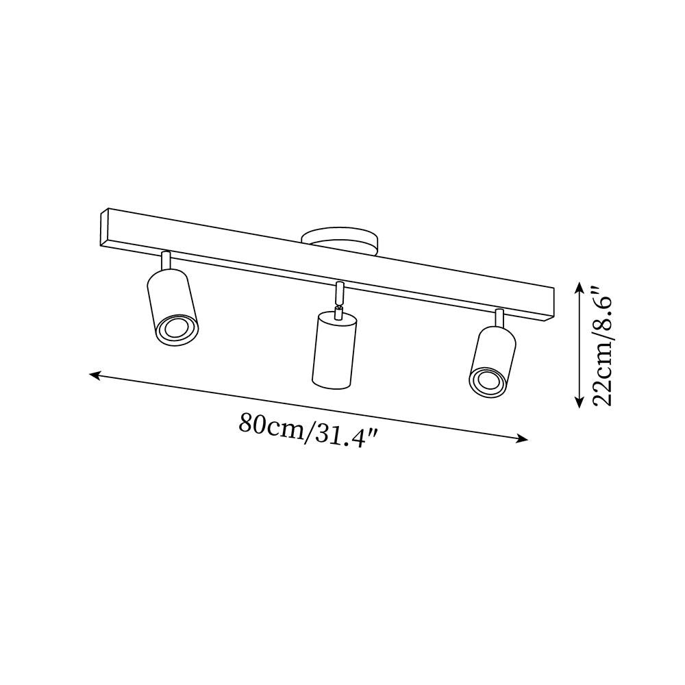 Wood and Gold LED Track Light | Linear Ceiling Bar, 3000K Warm White