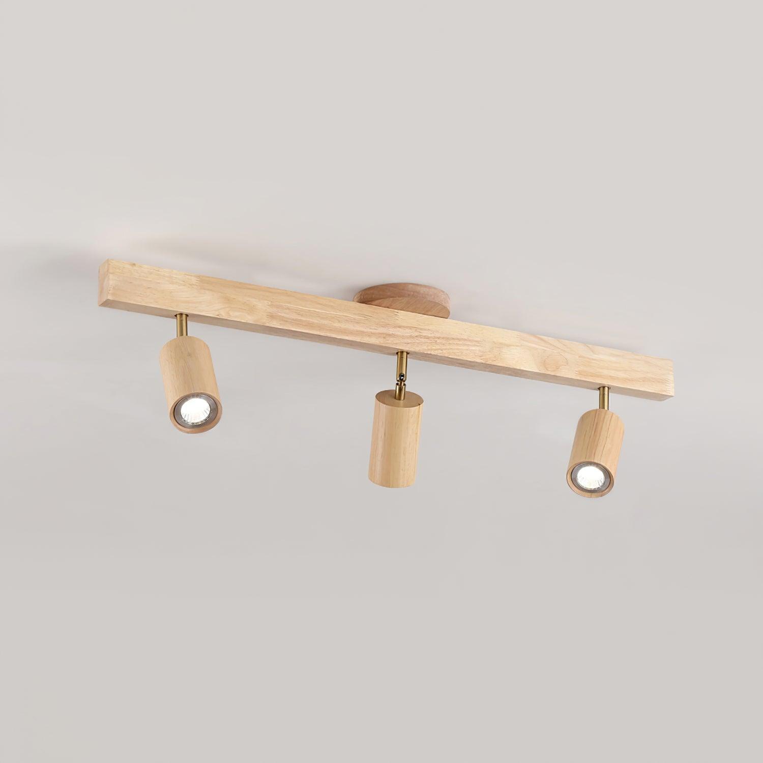 Wood and Gold LED Track Light | Linear Ceiling Bar, 3000K Warm White