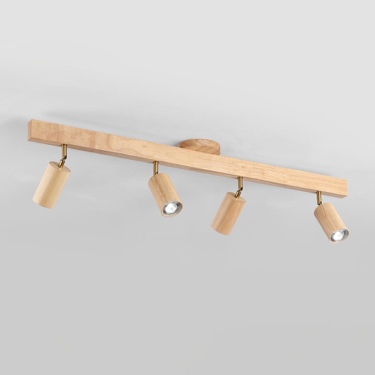 Wood and Gold LED Track Light | Linear Ceiling Bar, 3000K Warm White