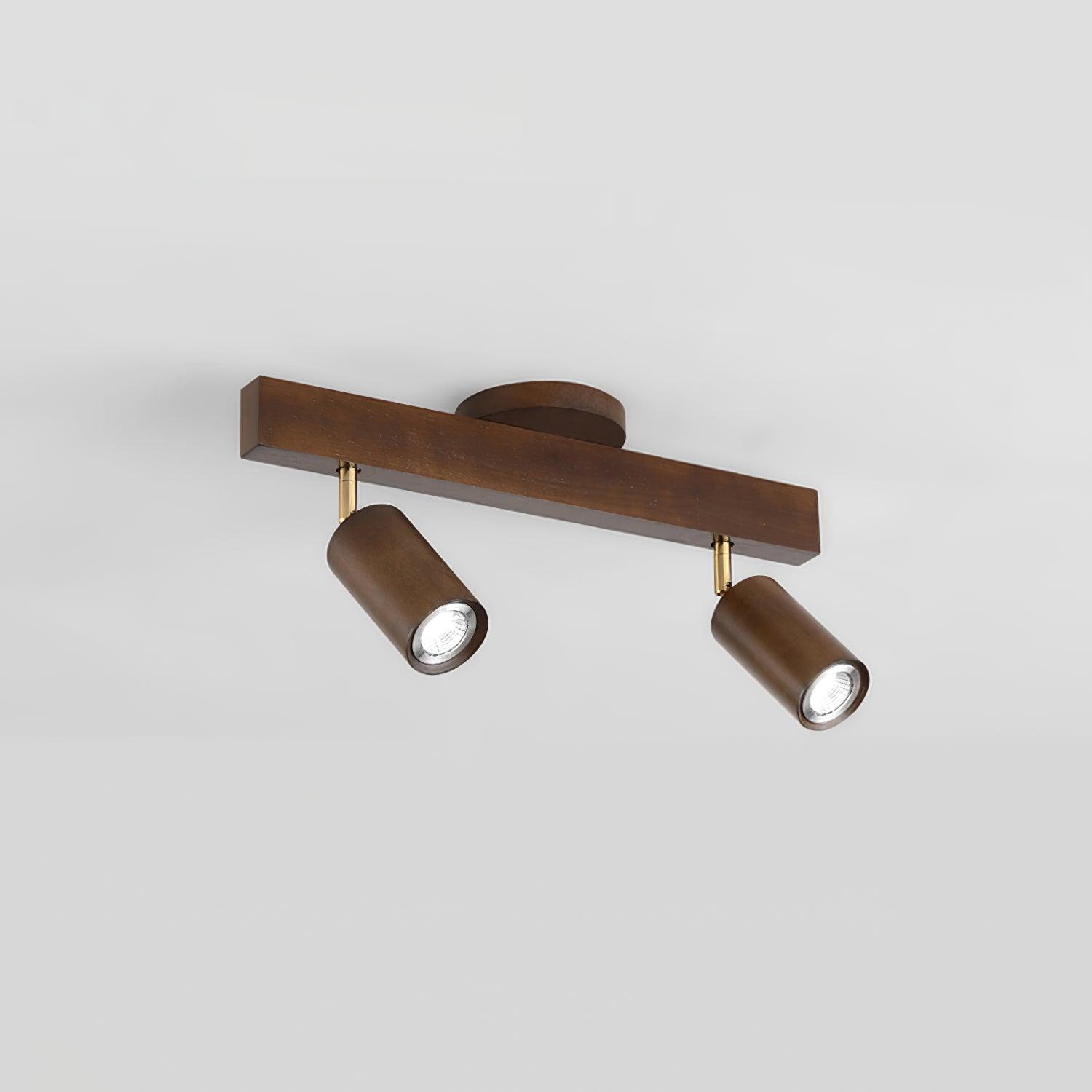 Wood and Gold LED Track Light | Linear Ceiling Bar, 3000K Warm White