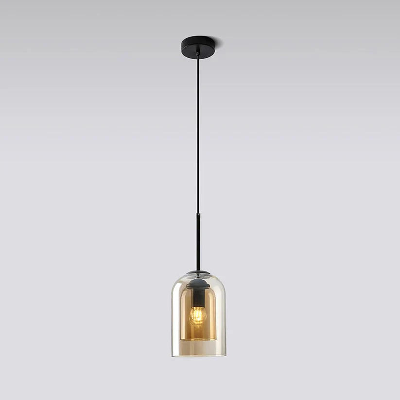 Smoked Glass Double Pendant Light | Sculptural Design, E27