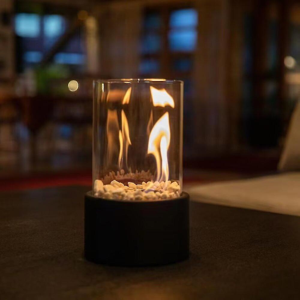 Round Glass Oil Lamp | Open Flame Table Decor, Metal Frame