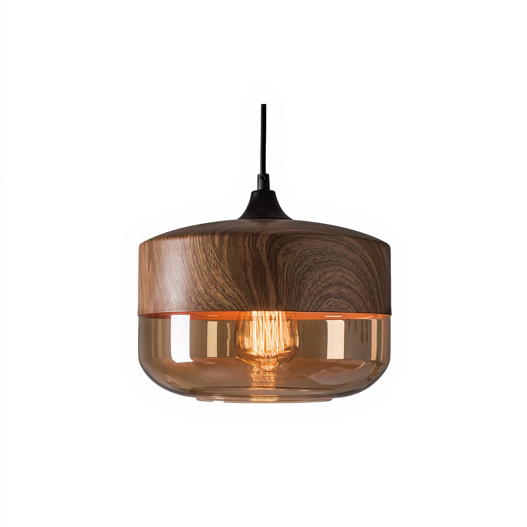 Wood and Colored Glass Pendant Light | Modern Warm Ambiance