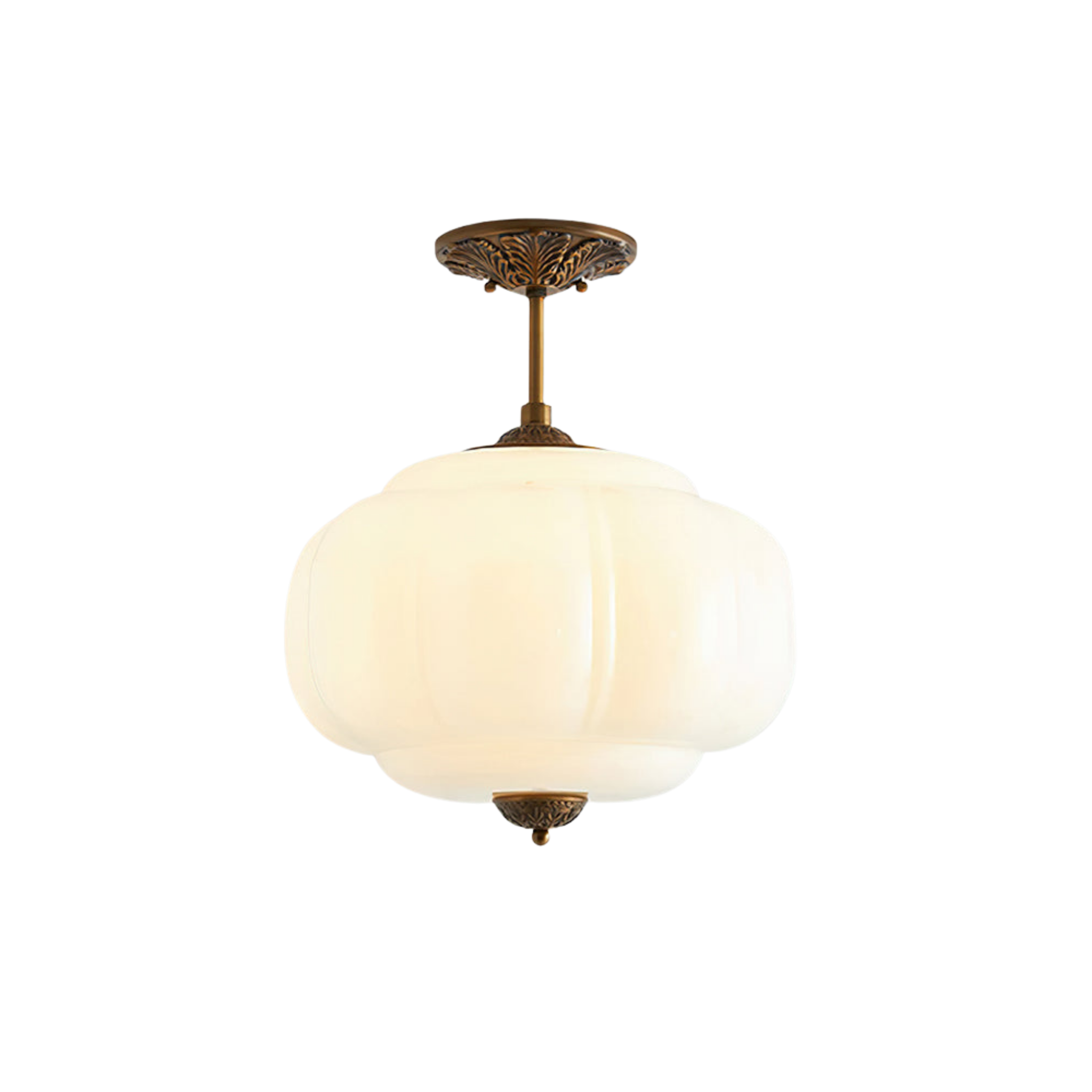 Wave Glass Ceiling Light | Brass Detail, Green Sculptural Shade