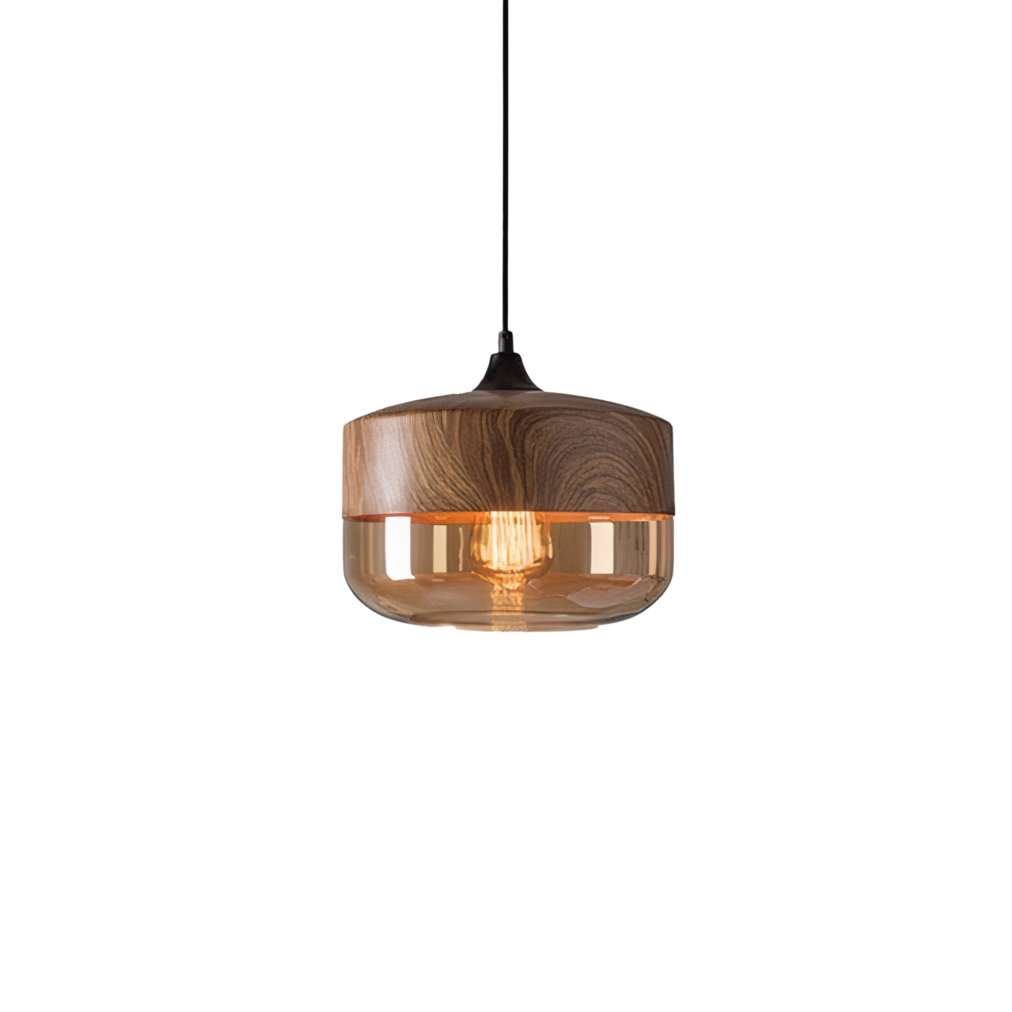 Wood and Colored Glass Pendant Light | Modern Warm Ambiance