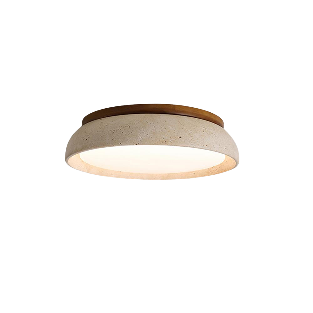 Travertine Wood Ceiling Light | Japandi Style, 3000K Warm LED