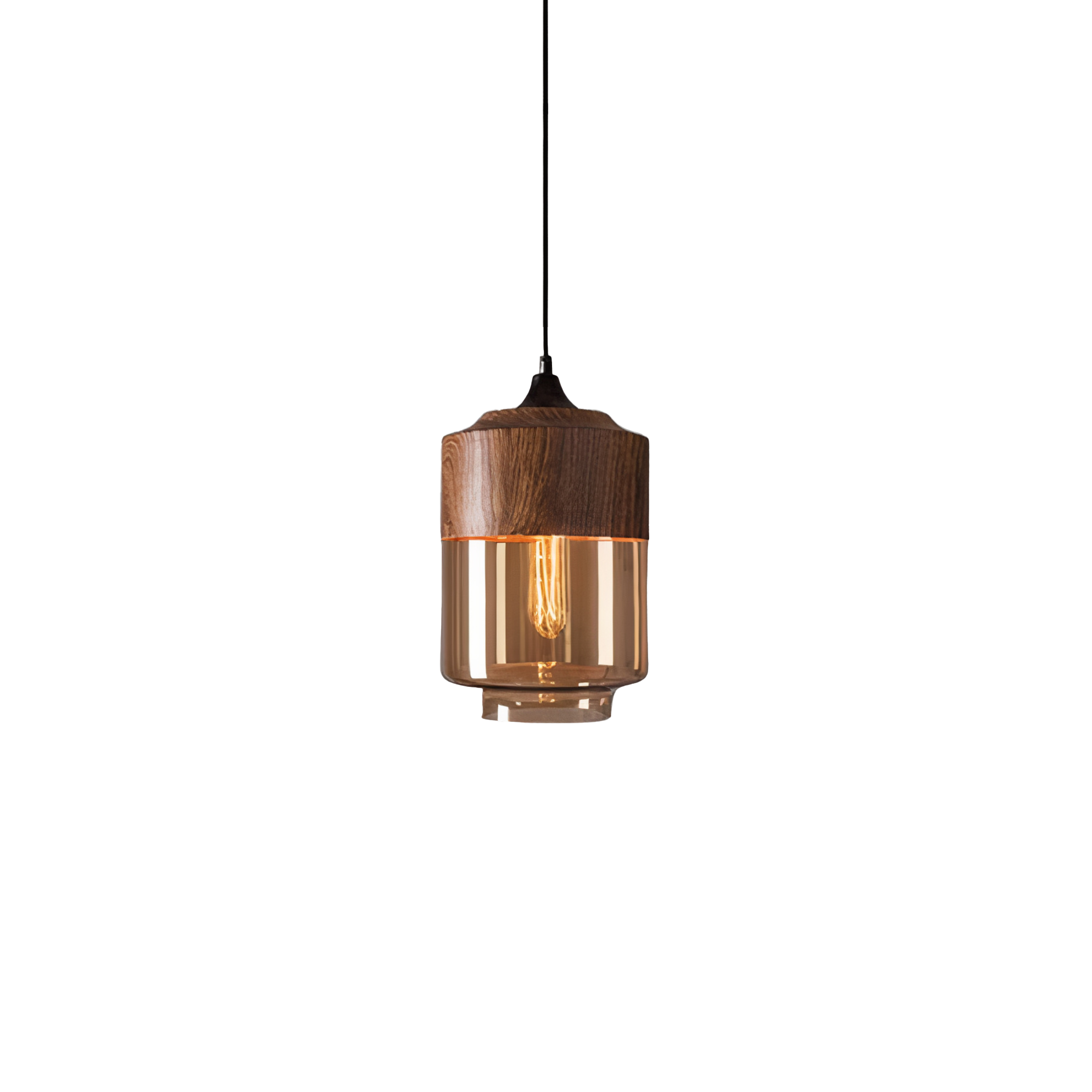 Wood and Colored Glass Pendant Light | Modern Warm Ambiance