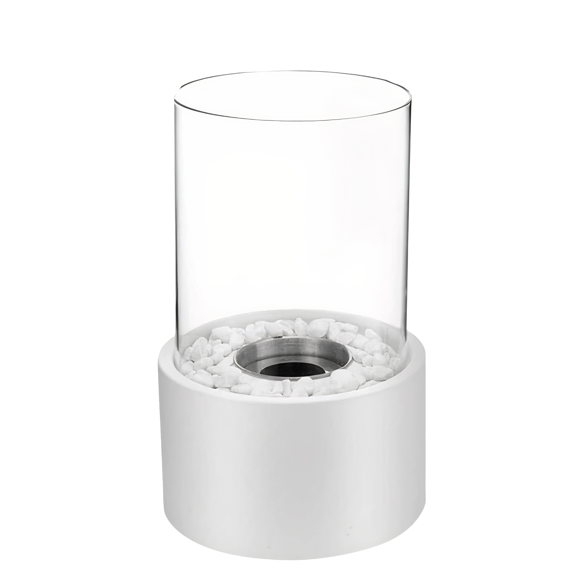 Round Glass Oil Lamp | Open Flame Table Decor, Metal Frame