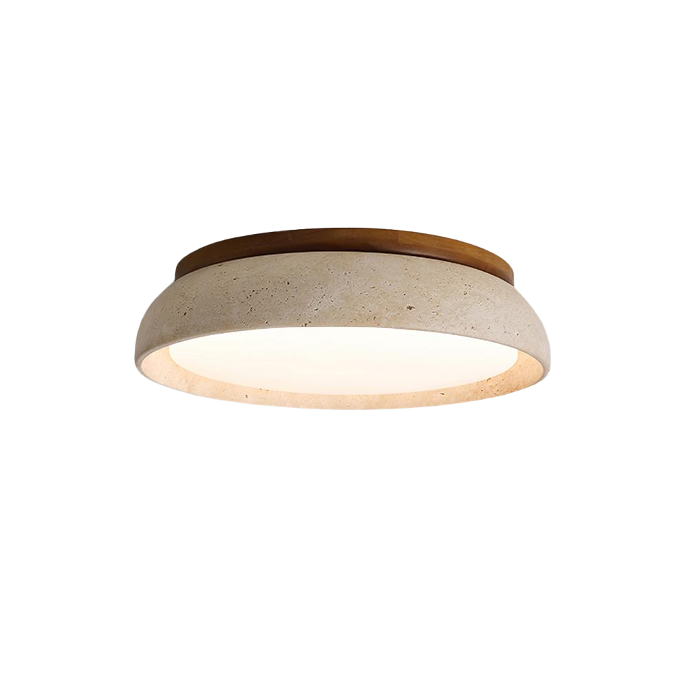 Travertine Wood Ceiling Light | Japandi Style, 3000K Warm LED