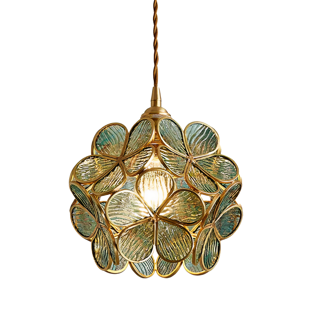 Flower Glass Pendant Light | Brass Vintage Style, E27