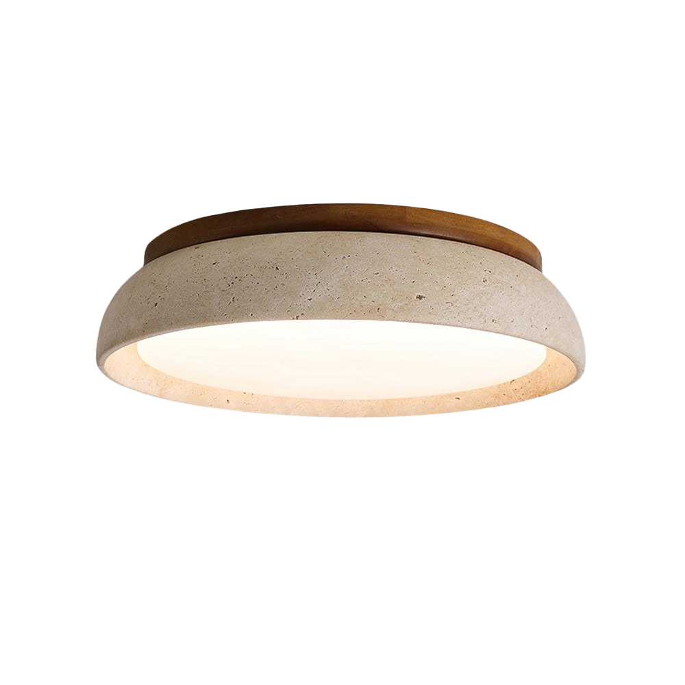 Travertine Wood Ceiling Light | Japandi Style, 3000K Warm LED
