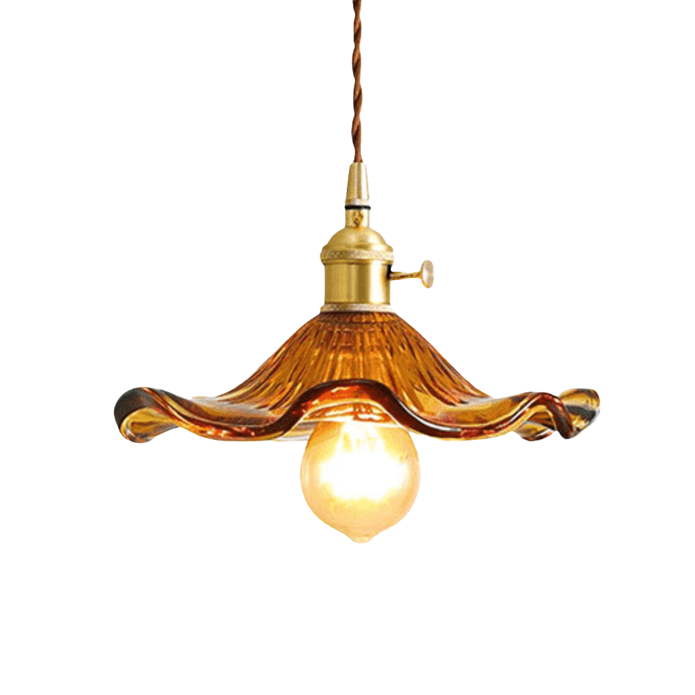 Hibiscus Flower Pendant Light | Glass and Brass, E27