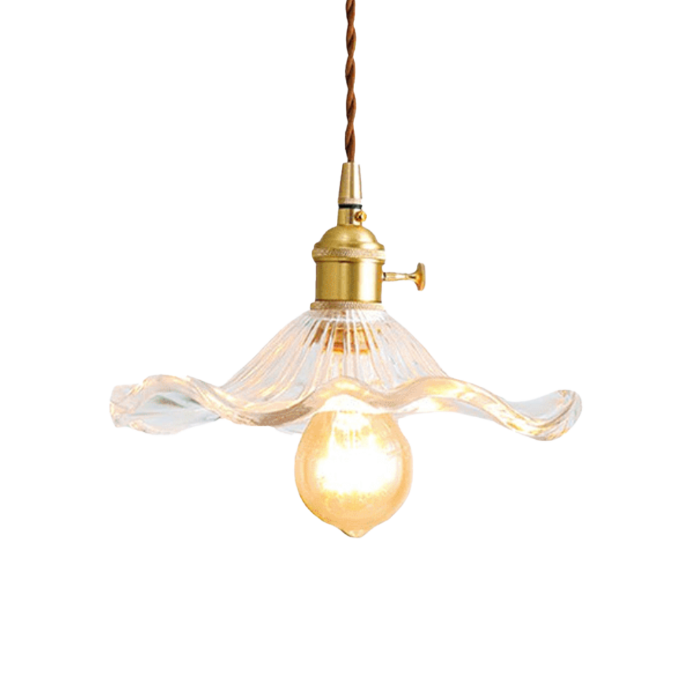 Hibiscus Flower Pendant Light | Glass and Brass, E27