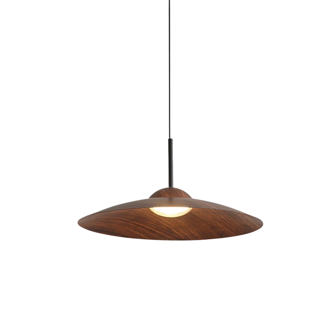 Japandi Dome Pendant Light | Wood-Look Finish, Integrated LED