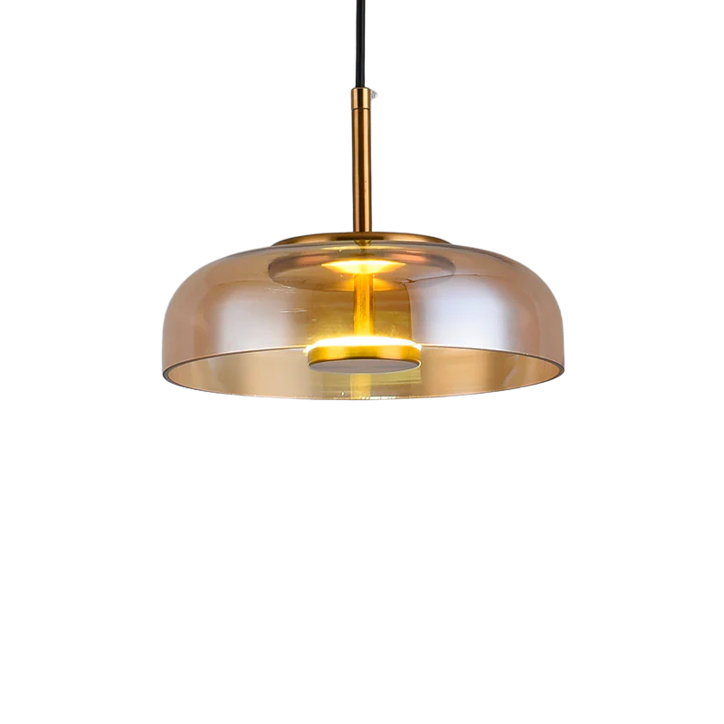 Round Glass and Metal Pendant Light | Modern LED, Adjustable Drop