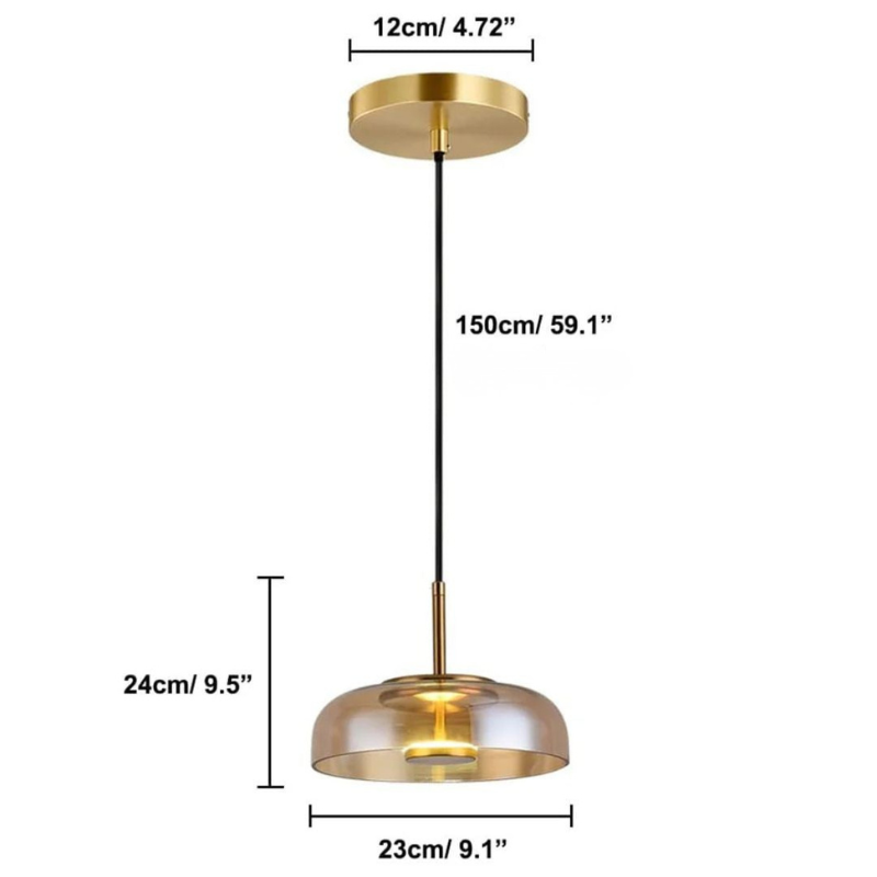 Round Glass and Metal Pendant Light | Modern LED, Adjustable Drop