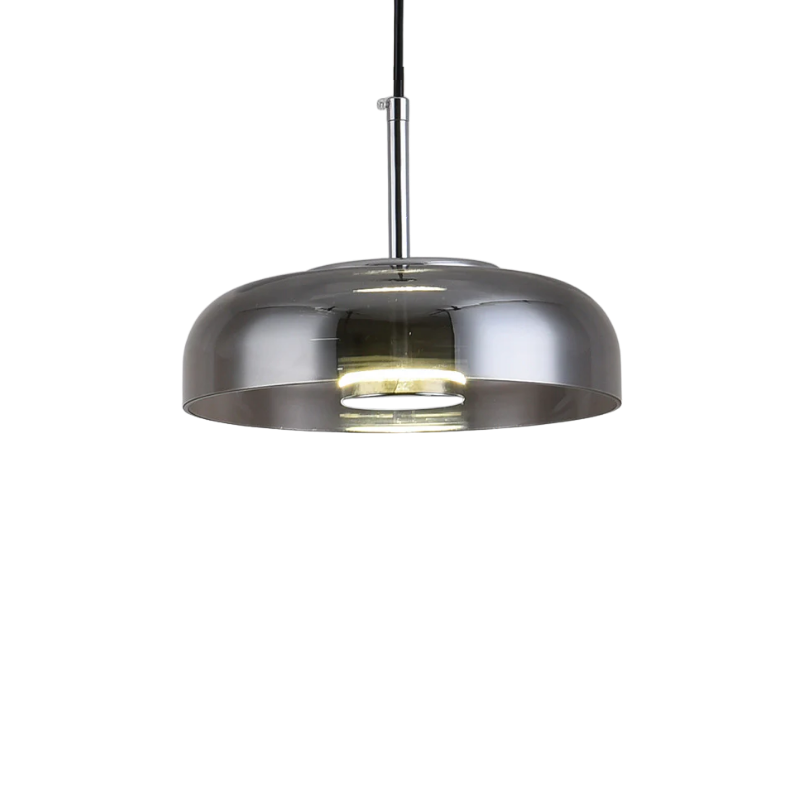 Round Glass and Metal Pendant Light | Modern LED, Adjustable Drop
