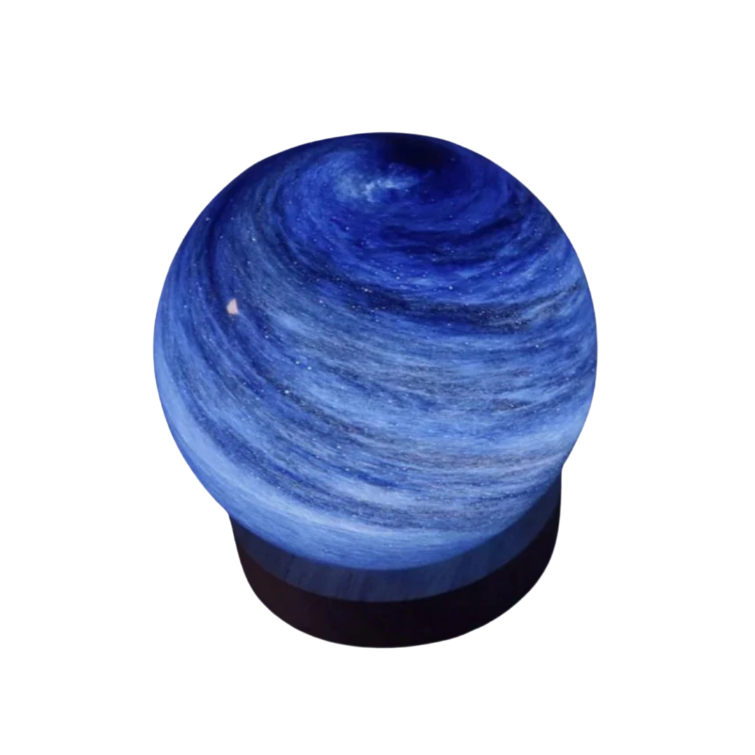 Moon Glass Table Lamp | Dimmable, Wood Base and USB Power