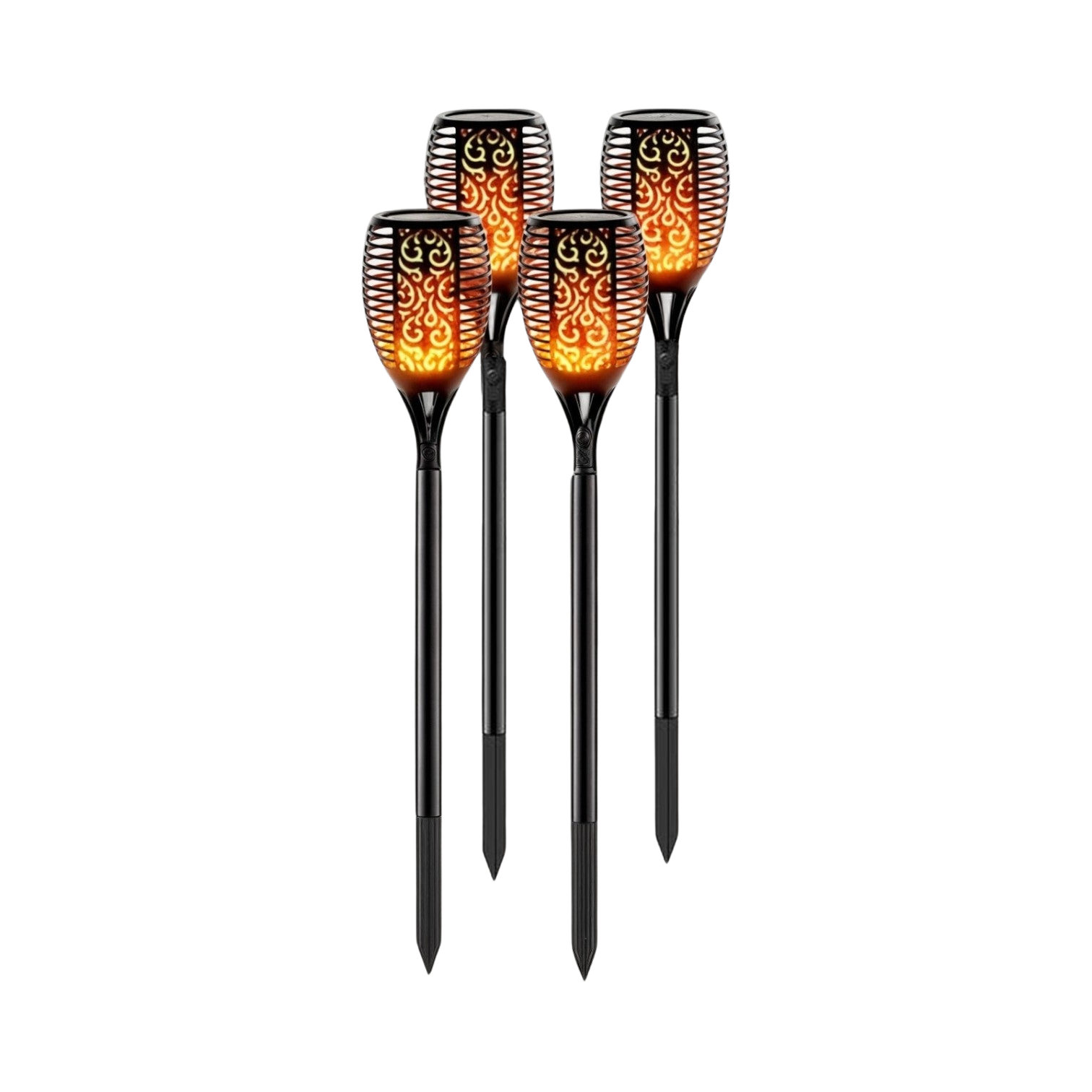 Solar Garden Torch Lights | Set of 4, IP65 Weatherproof
