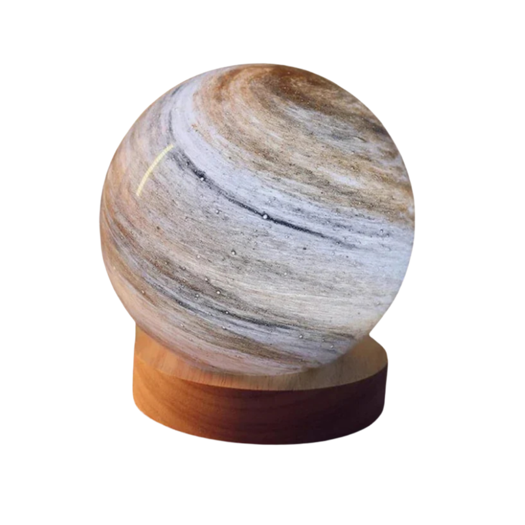 Moon Glass Table Lamp | Dimmable, Wood Base and USB Power