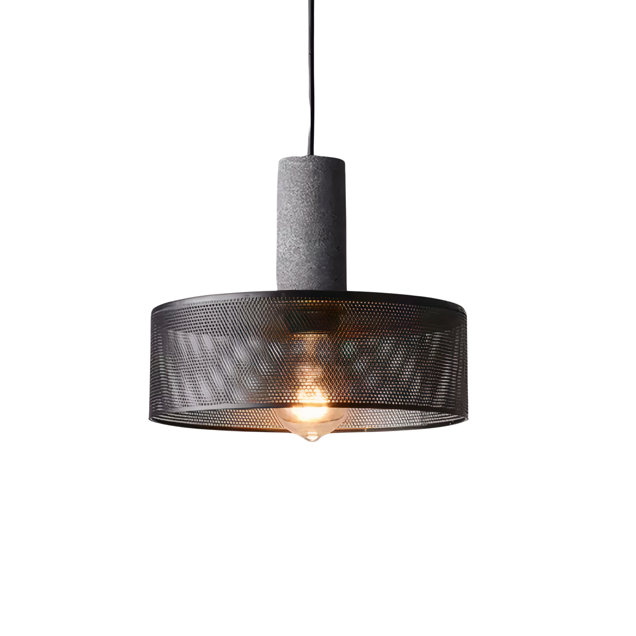 Concrete and Wire Cage Pendant Light | Industrial Mesh Design, E27