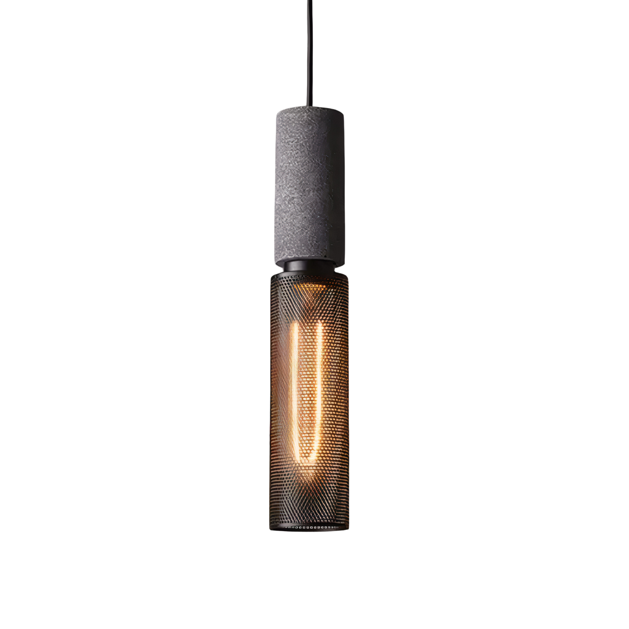 Concrete and Wire Cage Pendant Light | Industrial Mesh Design, E27