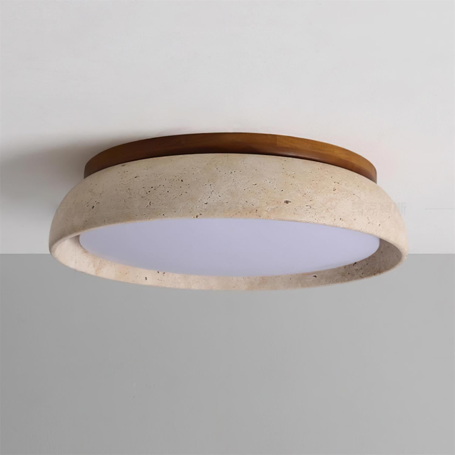Travertine Wood Ceiling Light | Japandi Style, 3000K Warm LED