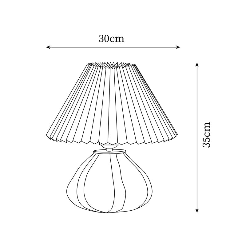 Pleated Fabric Table Lamp with Glass Base | Soft Structured Light, E27