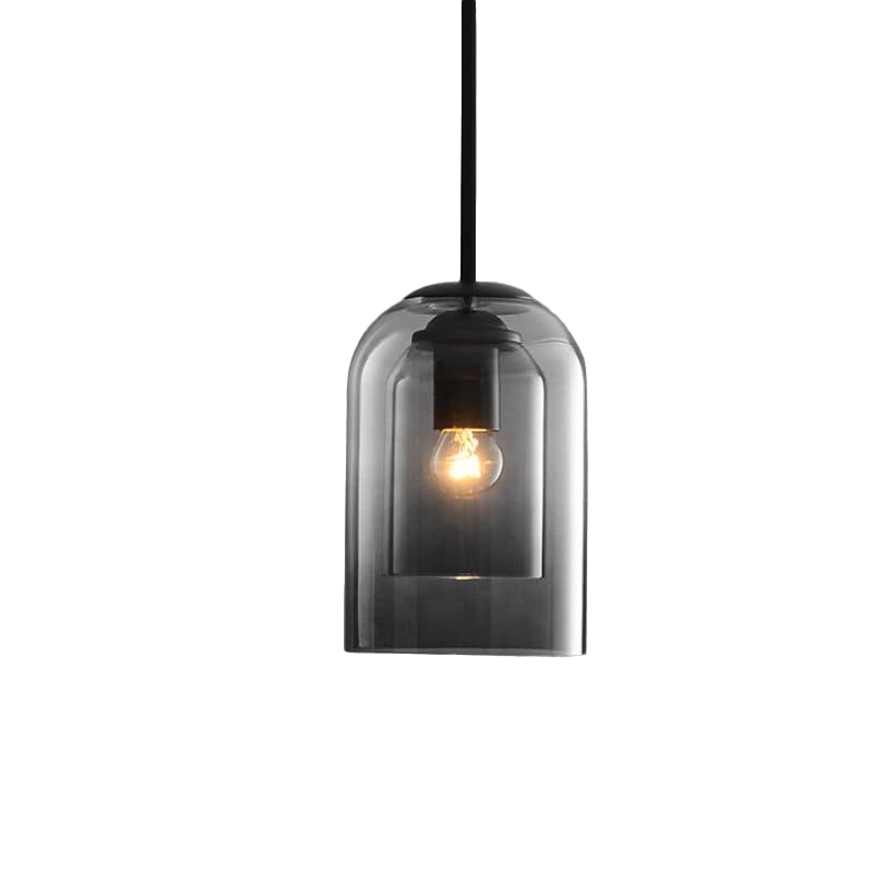 Smoked Glass Double Pendant Light | Sculptural Design, E27