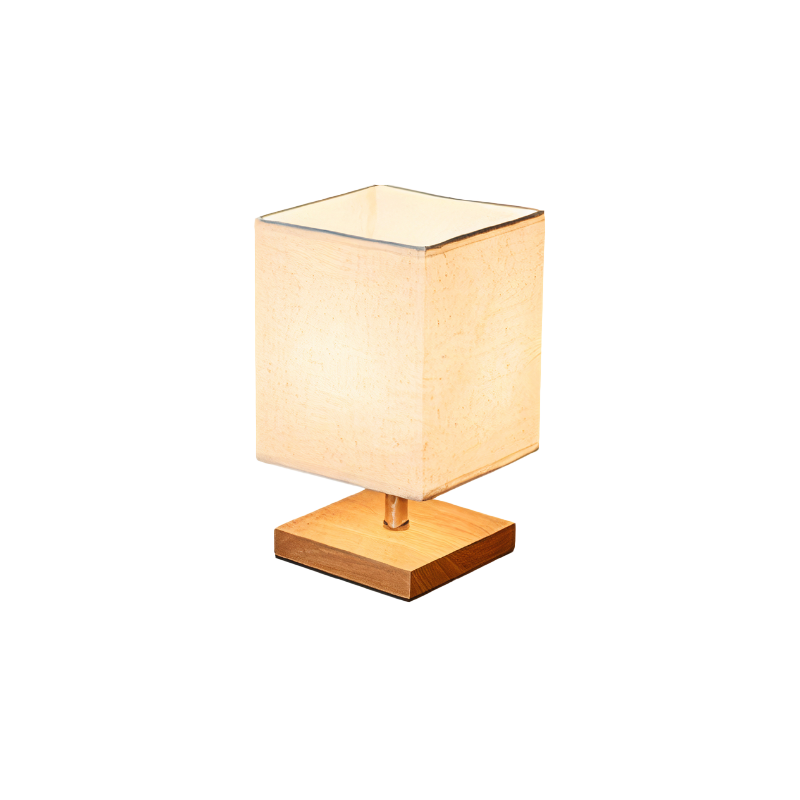 Wood Base Table Lamp with Linen Shade | Japandi Style, E26/E27