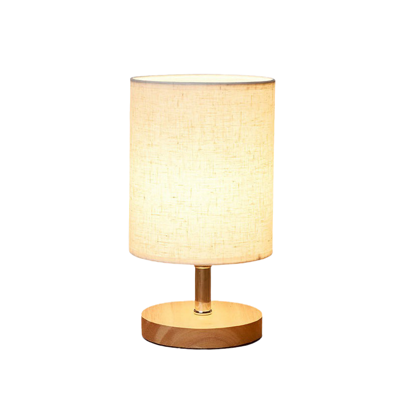 Wood Base Table Lamp with Linen Shade | Japandi Style, E26/E27