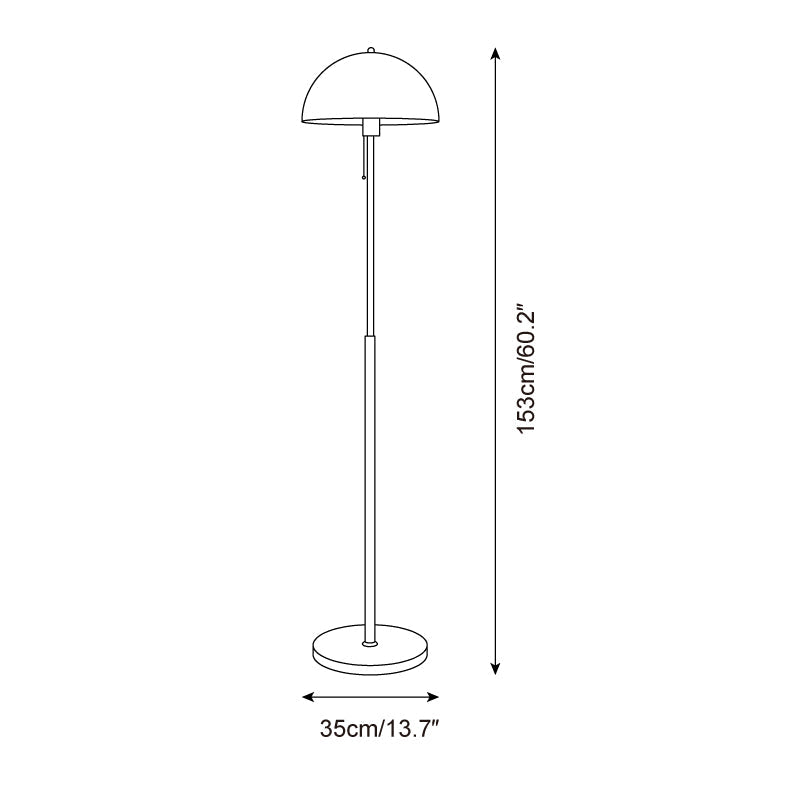 Walnut Wood Floor Lamp with Amber Dome | Mid-Century Vintage Style, E27