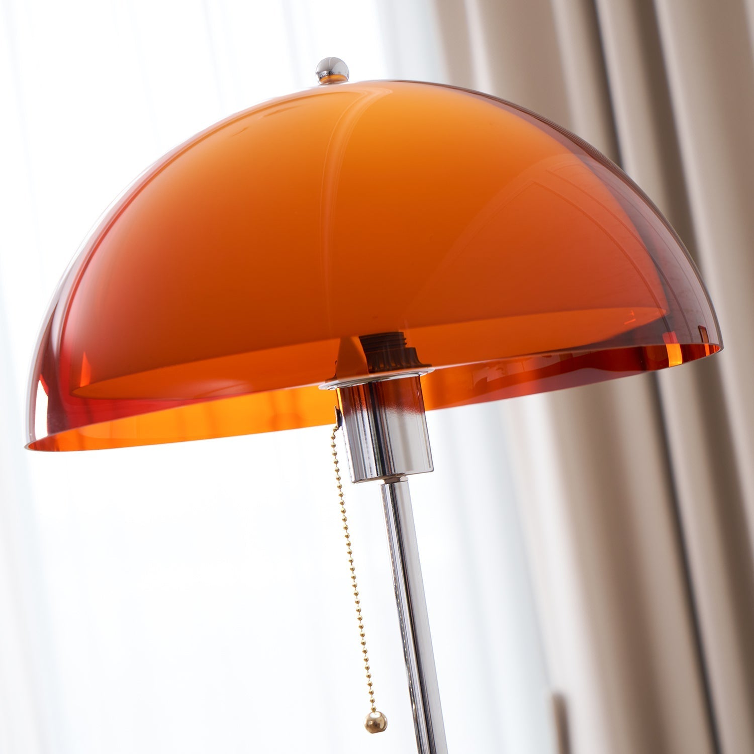 Walnut Wood Floor Lamp with Amber Dome | Mid-Century Vintage Style, E27
