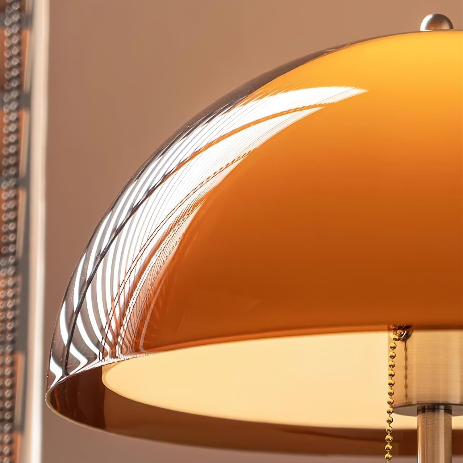 Walnut Wood Floor Lamp with Amber Dome | Mid-Century Vintage Style, E27