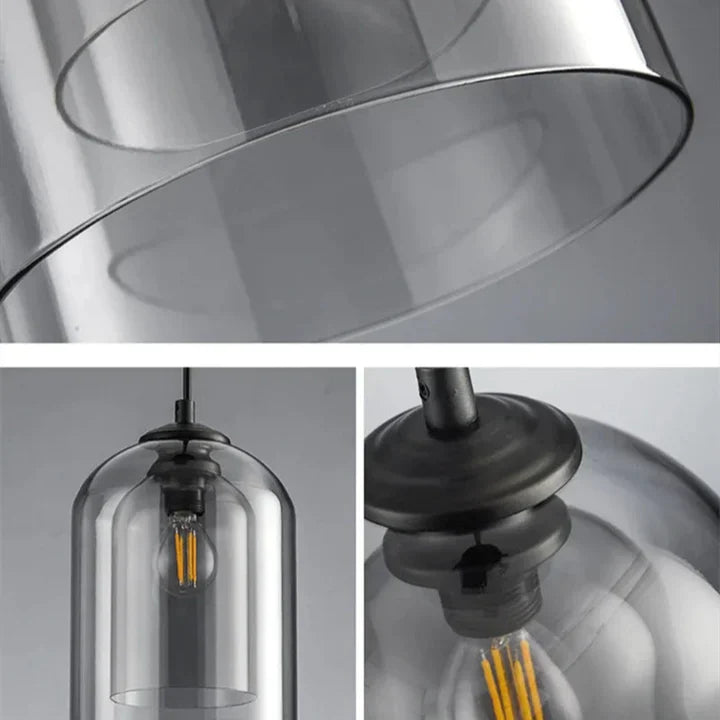 Smoked Glass Double Pendant Light | Sculptural Design, E27