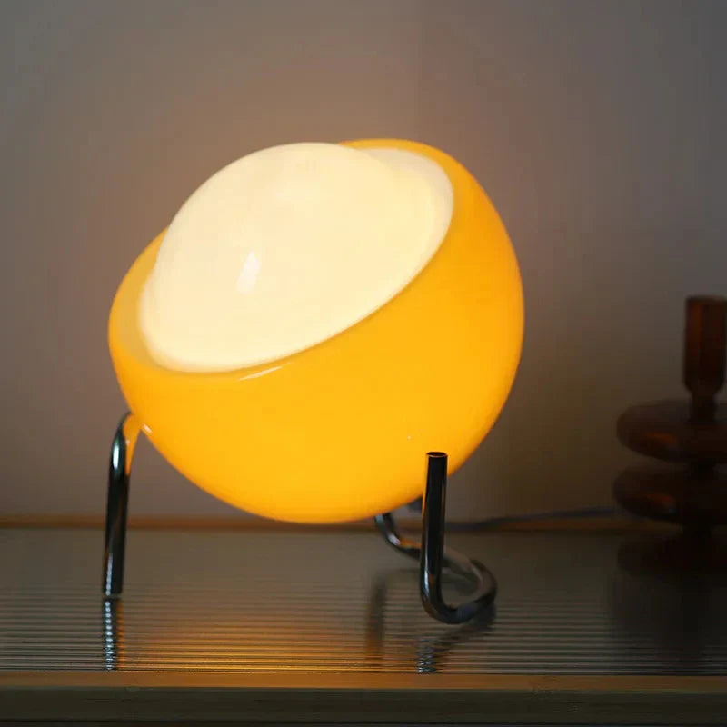 Bauhaus Glass Table Lamp | White and Orange, 3 Light Modes
