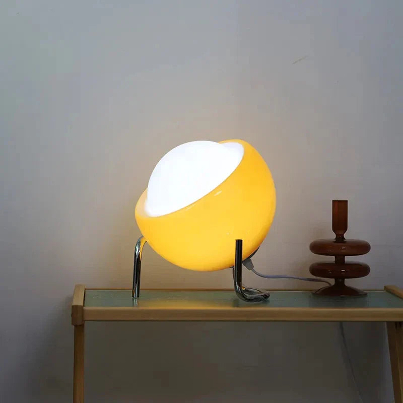 Bauhaus Glass Table Lamp | White and Orange, 3 Light Modes