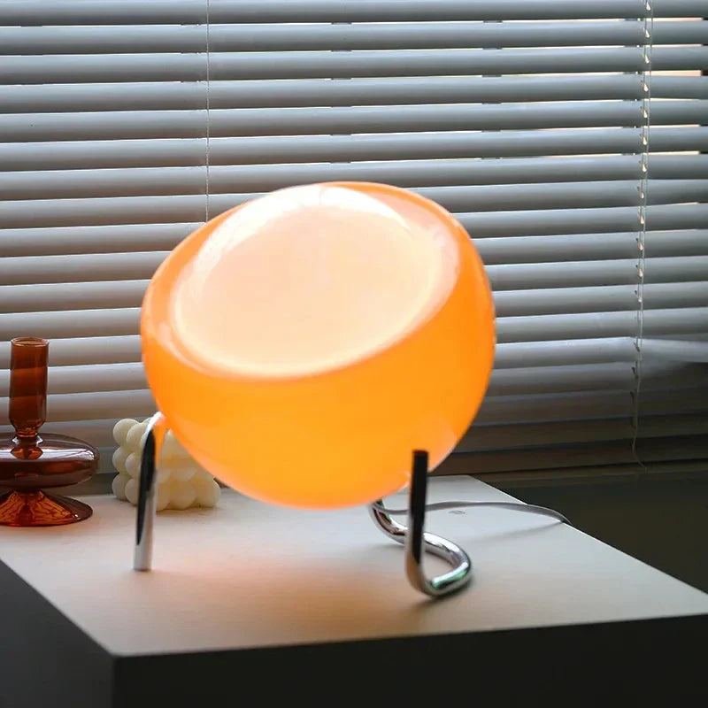 Bauhaus Glass Table Lamp | White and Orange, 3 Light Modes