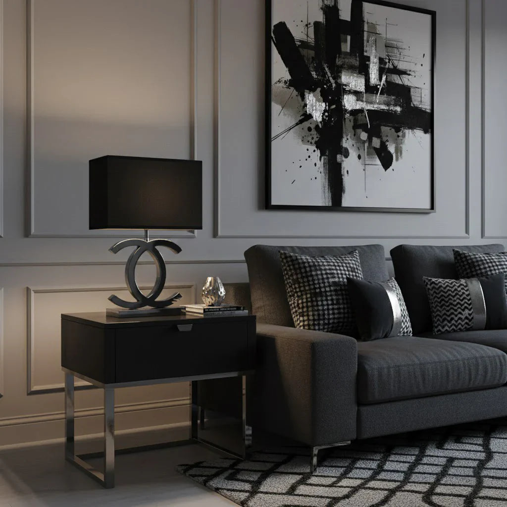 Stainless Steel Table Lamp with Fabric Shade | Nordic Style, E26/E27
