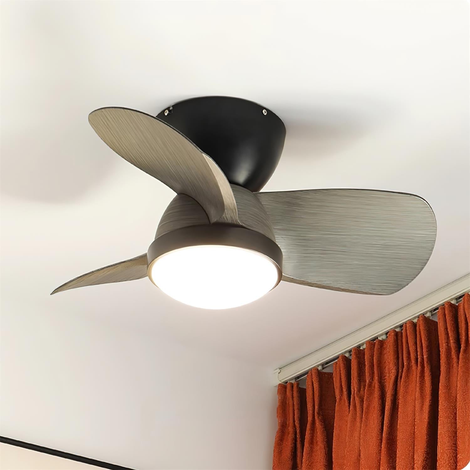 Wood Ceiling Fan with LED Light | Walnut and Nickel, 24 in