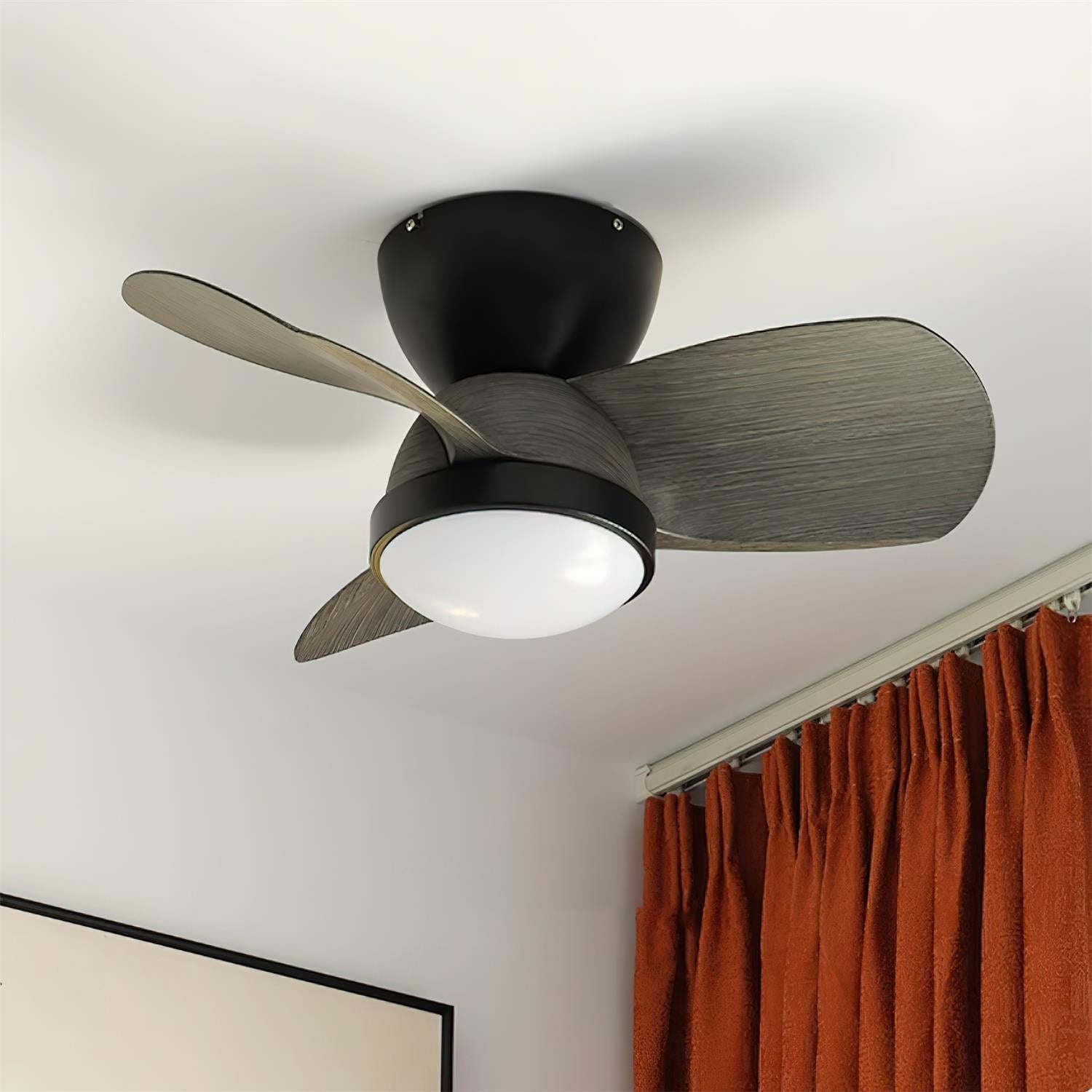 Wood Ceiling Fan with LED Light | Walnut and Nickel, 24 in