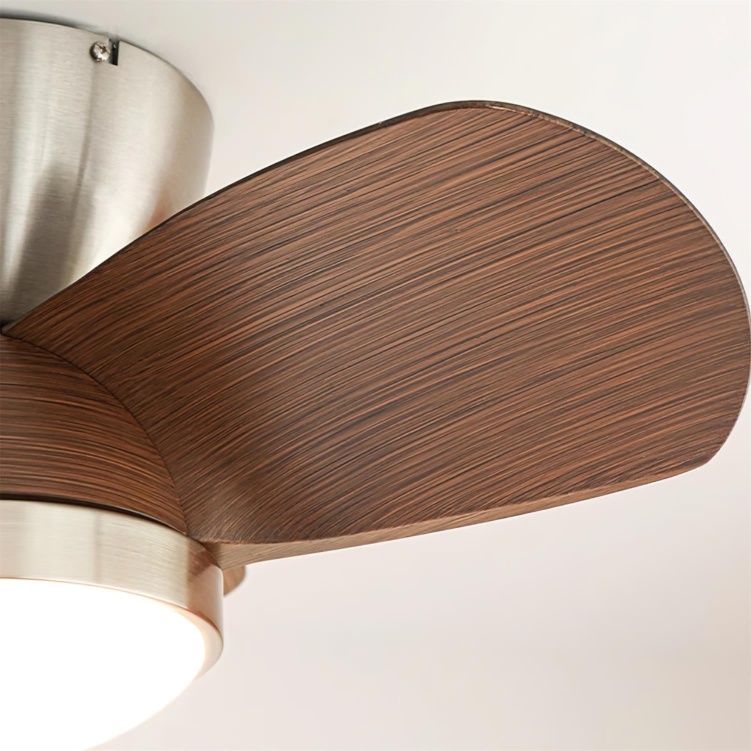 Wood Ceiling Fan with LED Light | Walnut and Nickel, 24 in