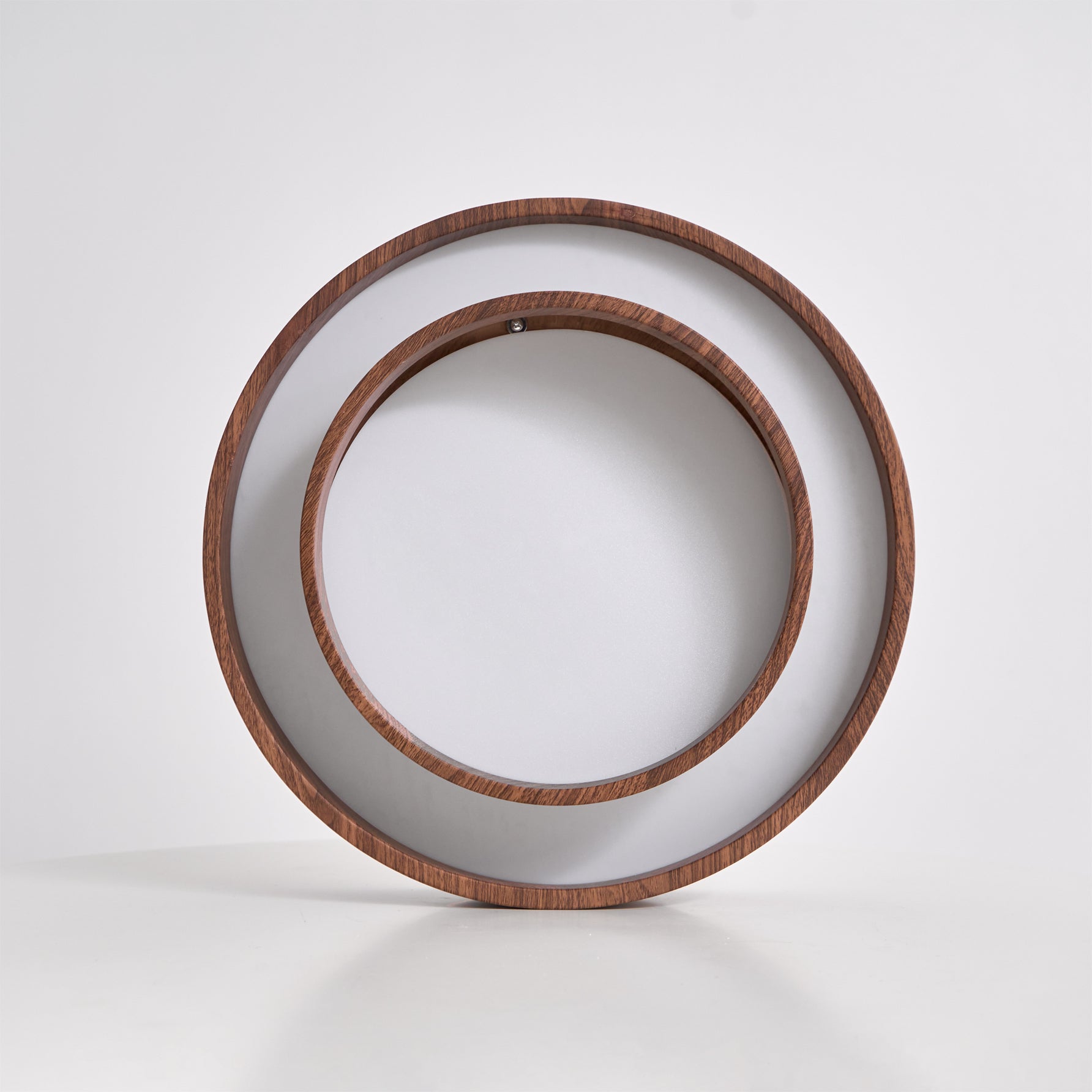 Round Walnut-Look LED Ceiling Light | Dimmable, Low Profile