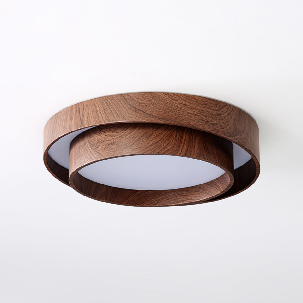 Round Walnut-Look LED Ceiling Light | Dimmable, Low Profile