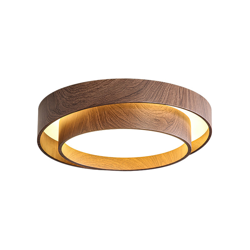 Round Walnut-Look LED Ceiling Light | Dimmable, Low Profile