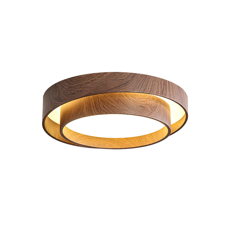 Round Walnut-Look LED Ceiling Light | Dimmable, Low Profile
