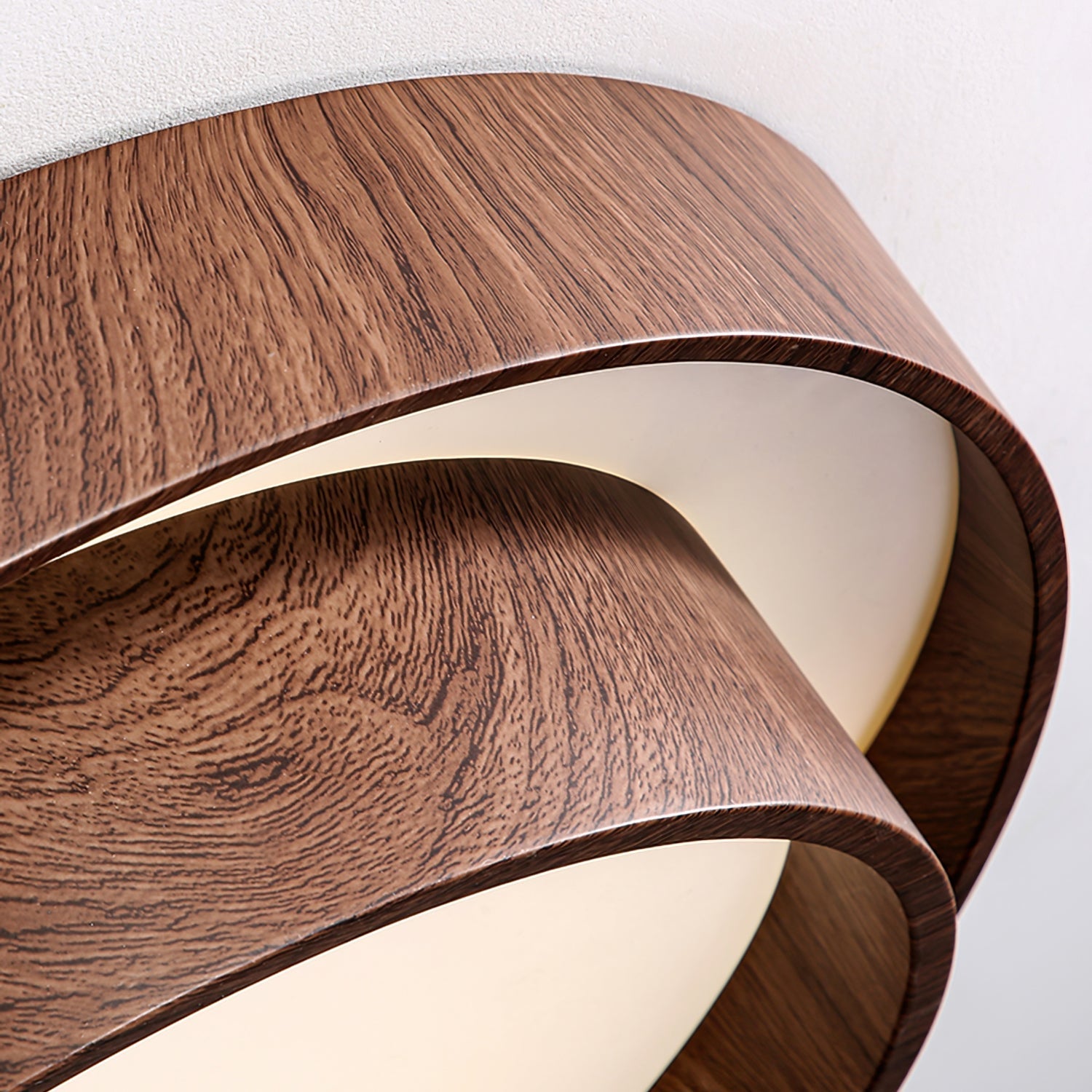 Round Walnut-Look LED Ceiling Light | Dimmable, Low Profile