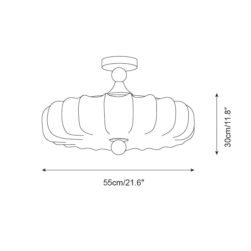 Floral Fabric Ceiling Light | Walnut Wood Detail, Warm 3000K LED